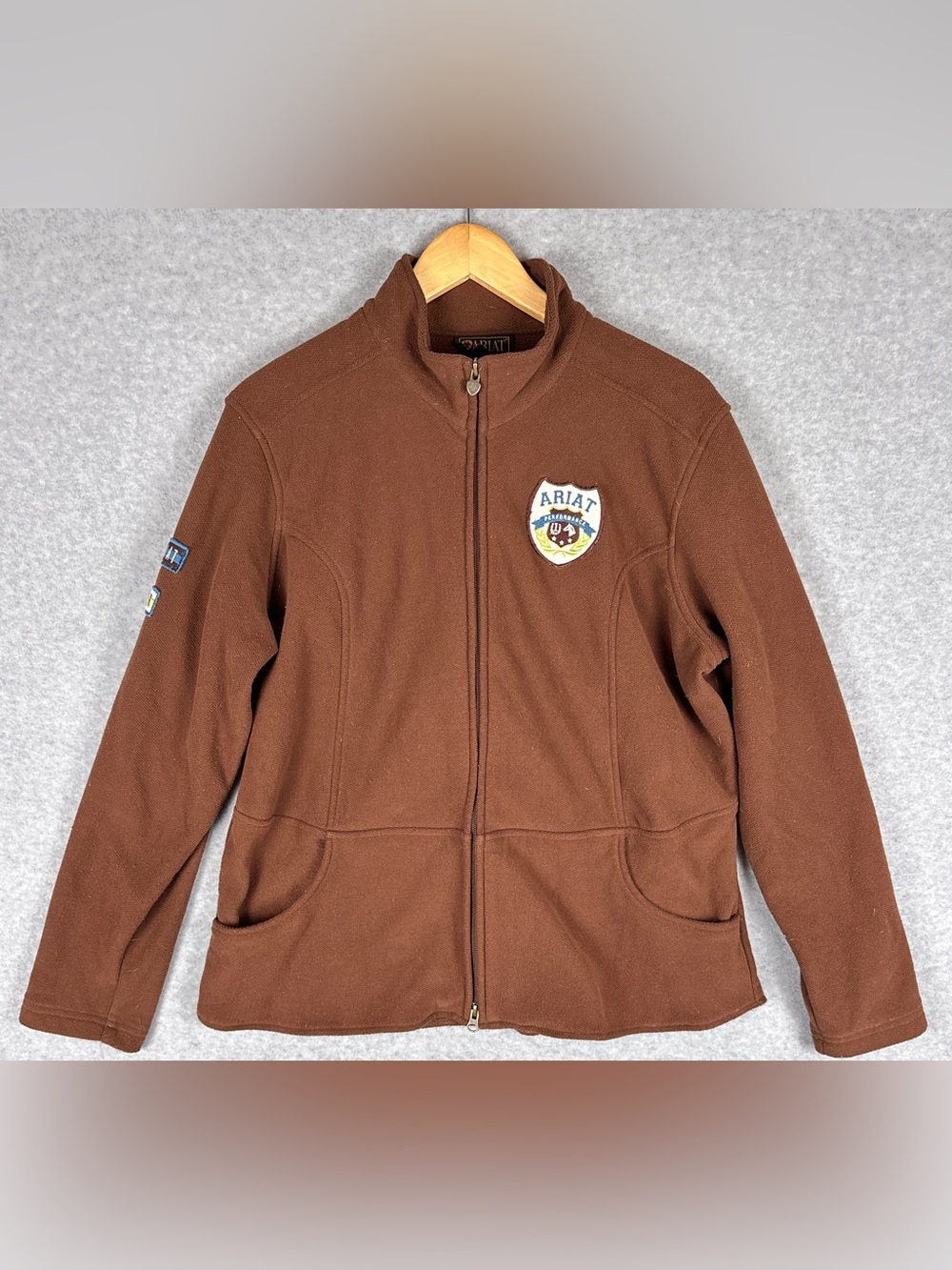 Ariat Youth XL 14 Brown Full Zip Fleece Jacket Team Ariat Pro Rider Equestrian